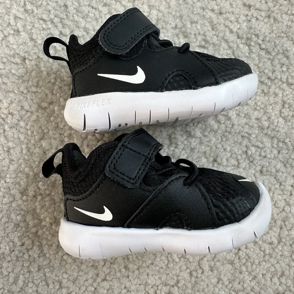 Nike Toddler Kids Flex Contact 3 AR4155-001 Black Hook And Loop Walking Shoes 2C